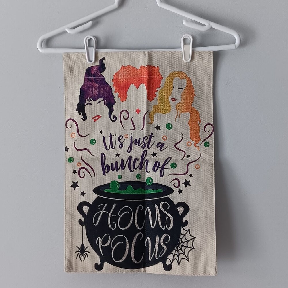 Hocus Pocus Halloween Movie Decor Double Sided Fabric Flag 18"